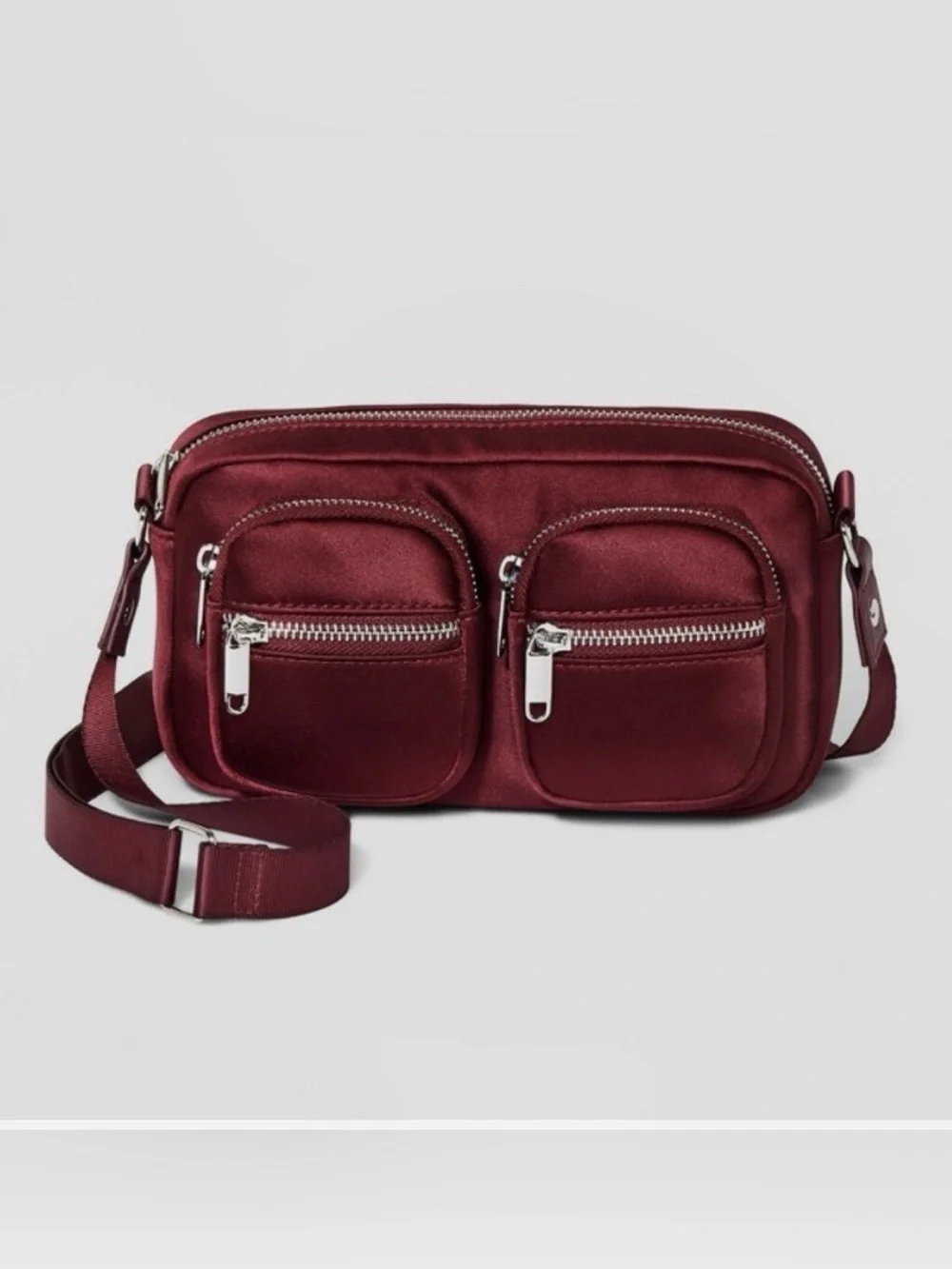 wild fable Wine Red Crossbody Bag with Dual Front Pockets